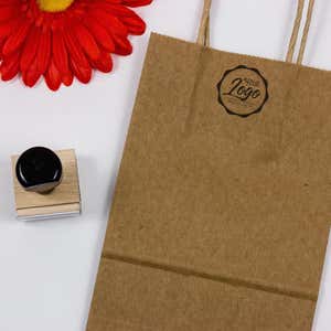 An example of the 1 inch stamp impression on a bag