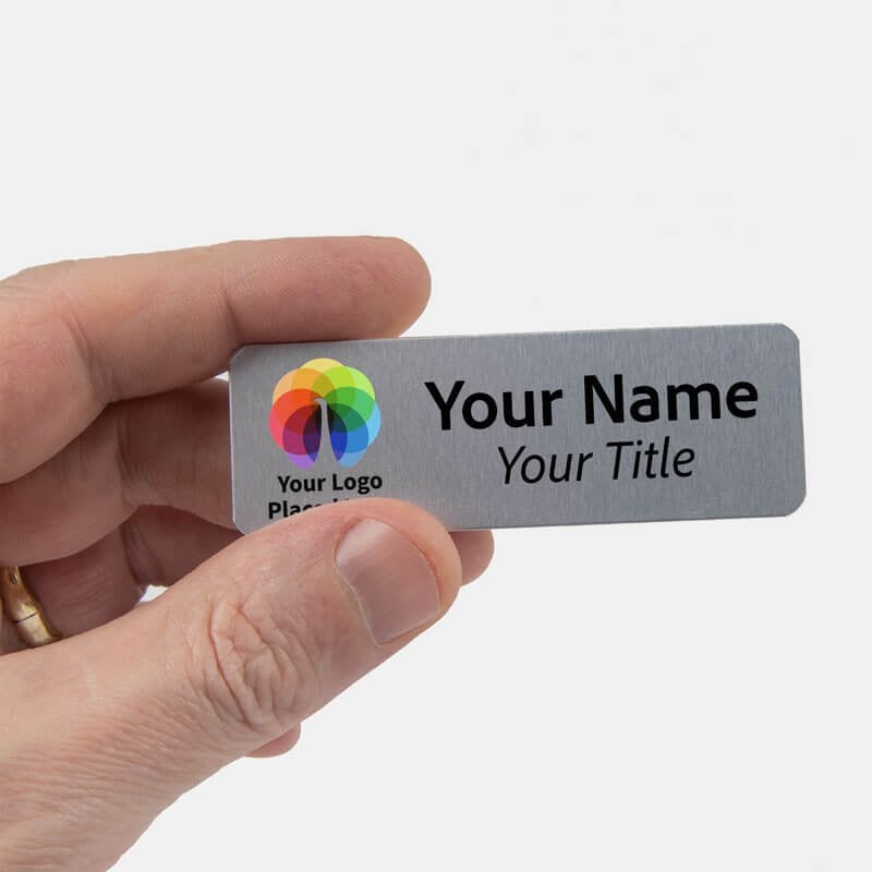1 x 3 Brushed Silver Name Tag