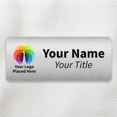 1.5 x 3.5 Brushed Silver Name Tag - alternate view