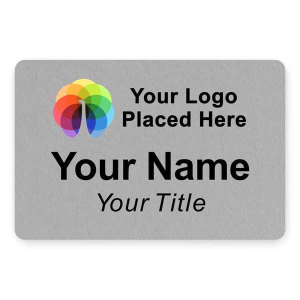 2 x 3 Brushed Silver Name Tag