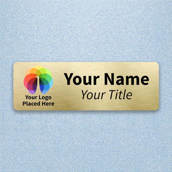 Custom Brushed Gold Name Tag - 1 x 3 on a colored material background