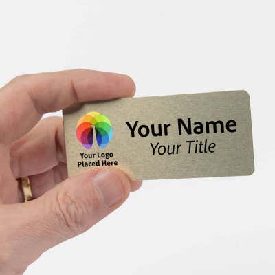 1.5 x 3.5 Brushed Gold Name Tag - alternate view