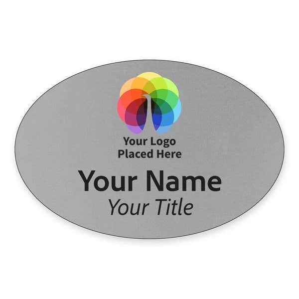 Uv Printed Custom Oval Name Tag - 2 x 3