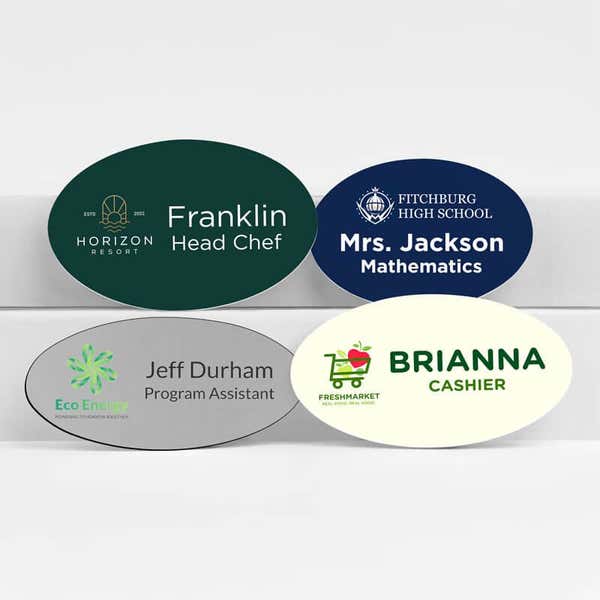 Customize your Oval Name Tag to fit your business needs 