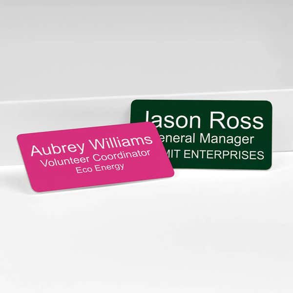 Customize your Name Tag by choosing your color for engraving