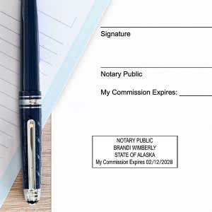 Example of Alaska Notary Rectangle Stamp Impression on Paper
