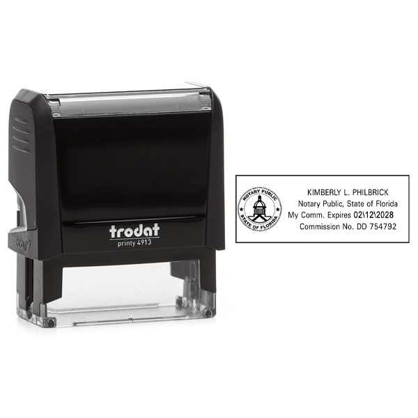 Florida Notary Public Seal Rectangular Stamp Body and Impression