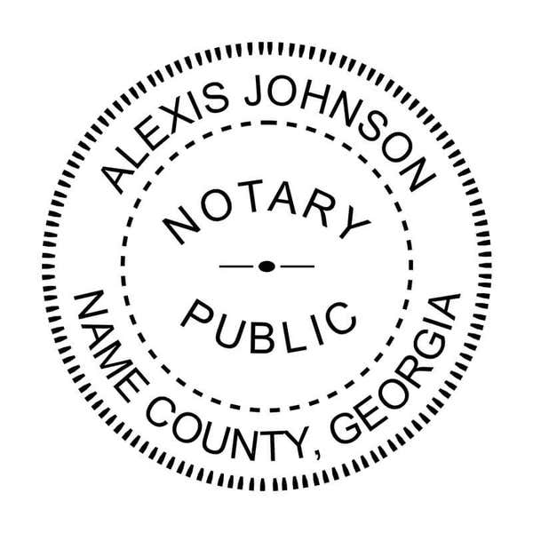 Georgia notary public stamp with circular layout and personalized name. 