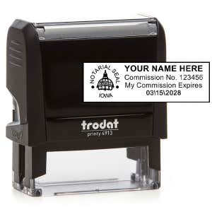 Impression on Top of Stamp Body - Iowa Notary Rectangular Body and Design