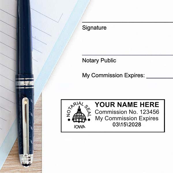 Example of the Iowa Notary Rectangular Body and Design