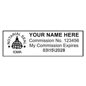 Impression only of Iowa Notary Rectangular Body and Design