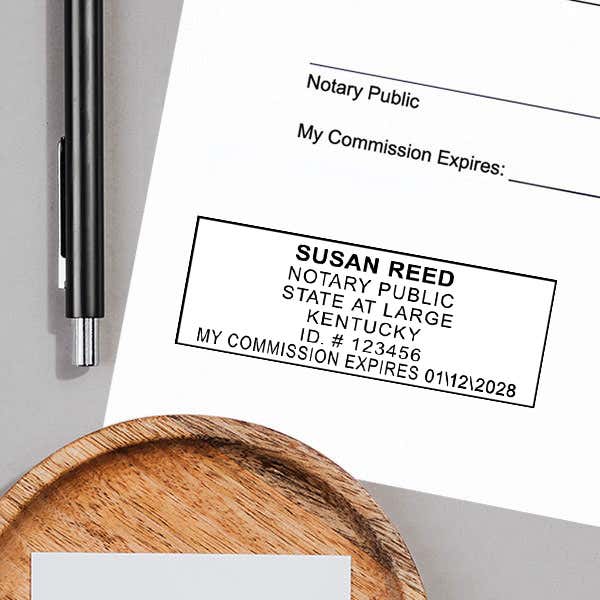 Kentucky Notary Rectangle impression example on white paper