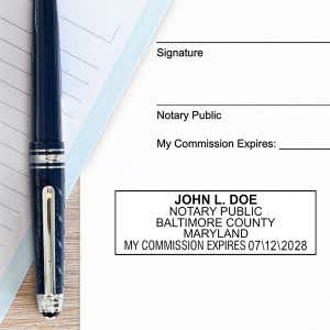 Example of the Maryland Notary Rectangle impression on white paper