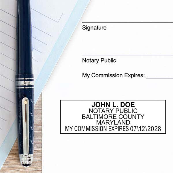 Example of the Maryland Notary Rectangle impression on white paper
