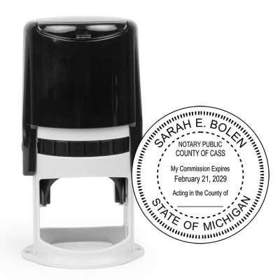 Michigan Notary Round Seal - Choose Stamp or Embosser - alternate view