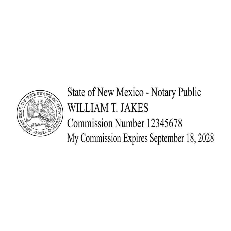New Mexico Notary Rectangular State Stamp Impression on White