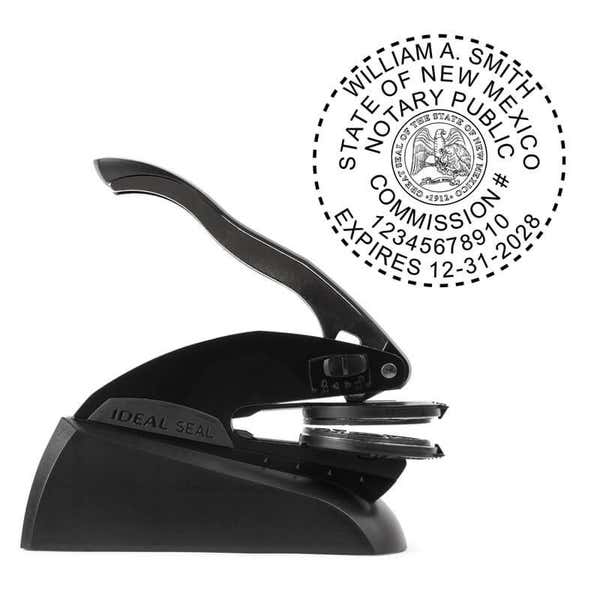 New Mexico Round Notary Seal Embosser With Desk Cradle