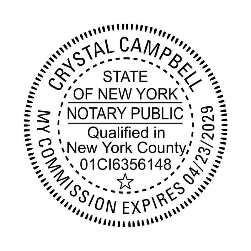 New York County and Expiration Round Notary Seal - Choose Stamp or Embosser