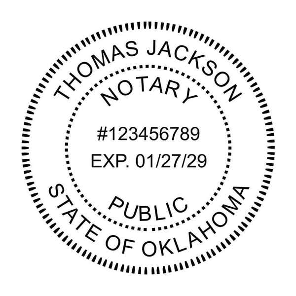 Oklahoma Round Notary Seal - Choose Stamp or Embosser