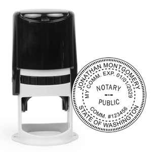 Round notary seal impression and stamp body