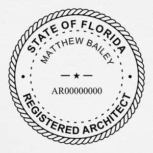 A close-up on the State of Florida Architect seal