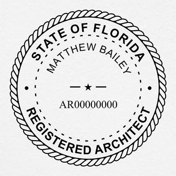 A close-up on the State of Florida Architect seal