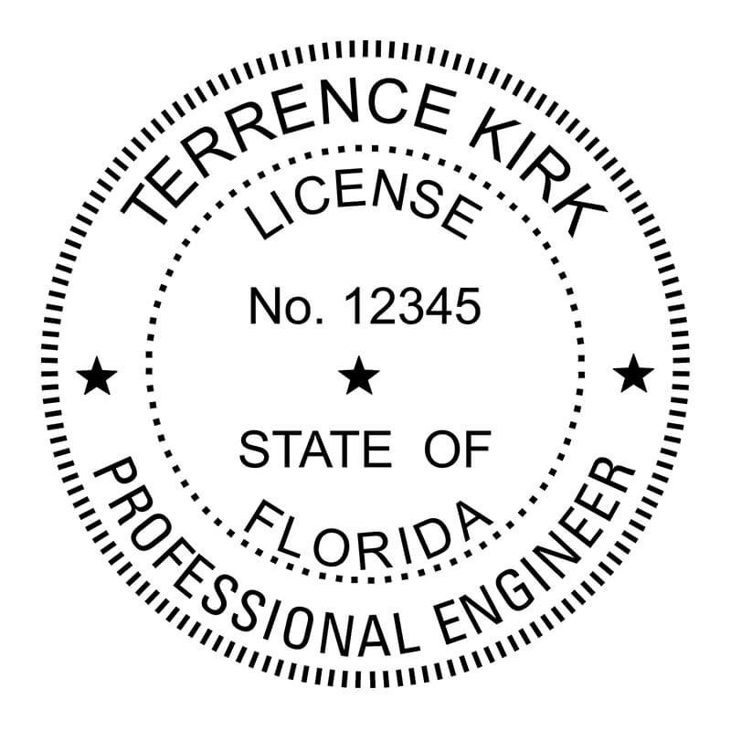 A close up on the State of Florida Engineer seal impression