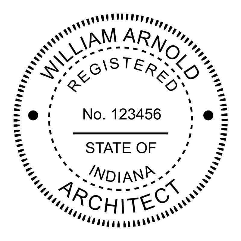 A close-up on the State of Indiana Architect Seal