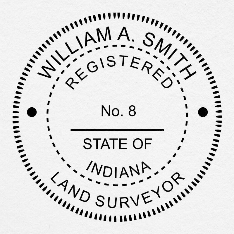 A close-up on the State of Indiana Land Surveyor Seal