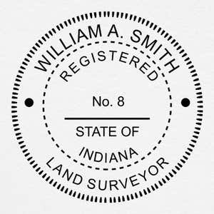 A close-up on the State of Indiana Land Surveyor Seal