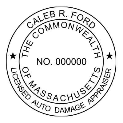 State of Massachusetts Auto Appraiser Seal - alternate view