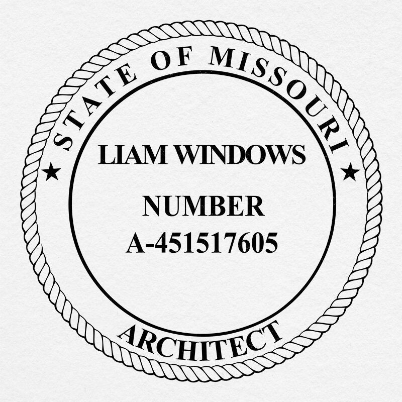 A close-up on the State of Missouri Architect Seal