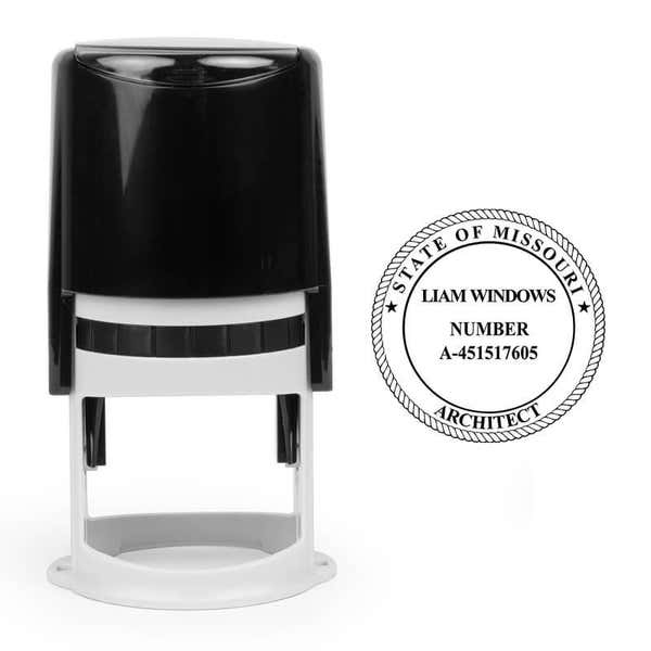 The State of Missouri Architect Seal and self-inking stamp body