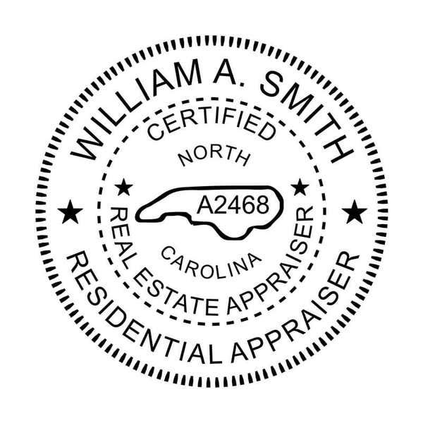North Carolina certified residential appraiser stamp.