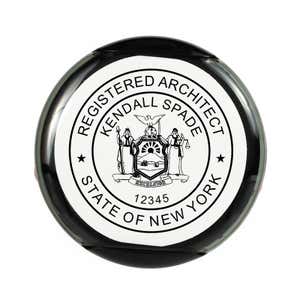 Overhead view of The State of New York Architect impression, as shown with the Shiny R-552 self-inking stamp