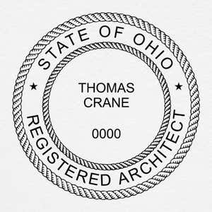 A close-up on the State of Ohio Architect Individual Seal on paper