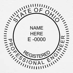 A close-up on the State of Ohio Engineer Stamp Seal design