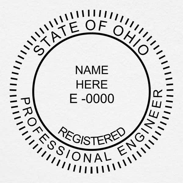 A close-up on the State of Ohio Engineer Stamp Seal design