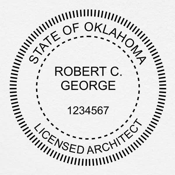 A close-up on the State of Oklahoma Architect Seal