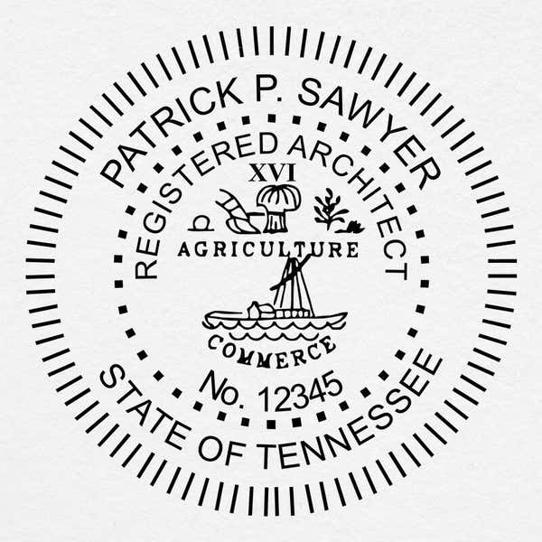 A close-up on the State of Tennessee Architect Seal