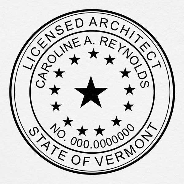 A close-up on the State of Vermont Architect Seal