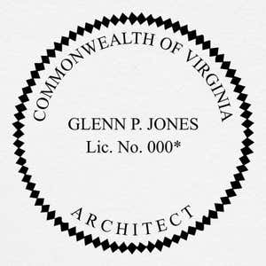 A close-up on the State of Virginia Architect Seal