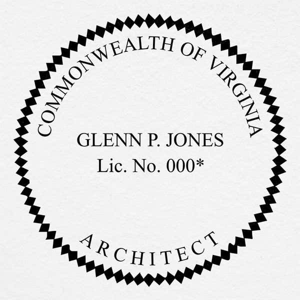 A close-up on the State of Virginia Architect Seal