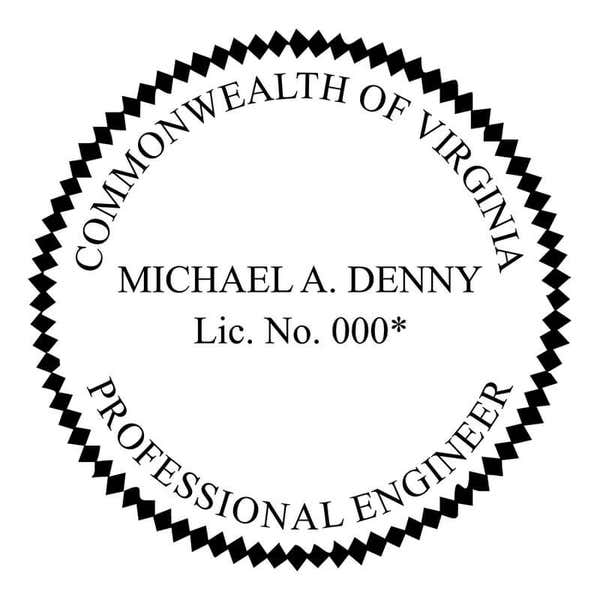 A close-up of the State of Virginia Engineer Stamp Impression