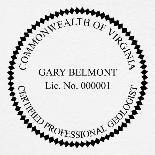 A close-up on the State of Virginia Geologist Seal