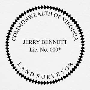 A close-up on State of Virginia Land Surveyor Seal