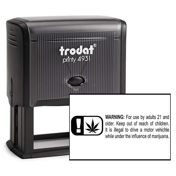 Warning Icon Marijuana Rubber Stamp