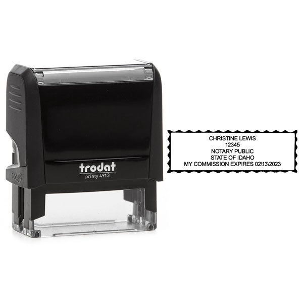 Idaho Notary Public Seal with Expiration Stamp Body and Impression