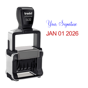 Trodat Professional Custom Signature Above Date Dater Stamp Body and Design