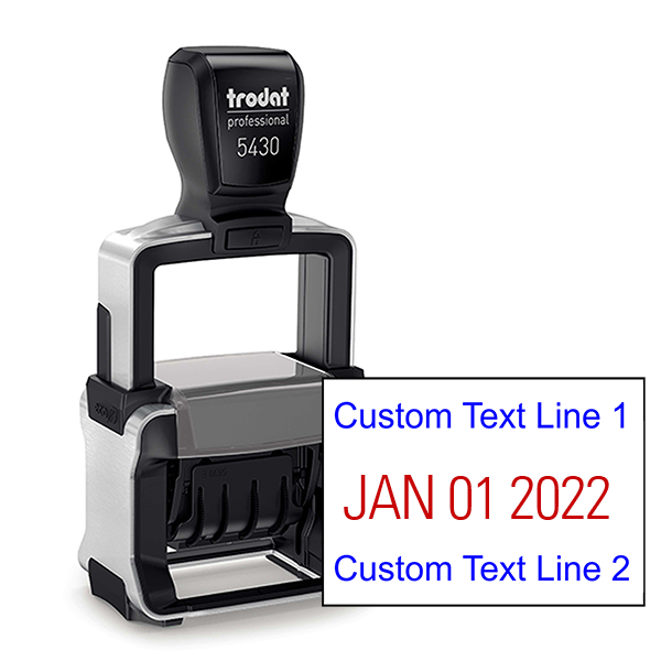 Trodat Professional Top and Bottom Line Custom Dater Stamp